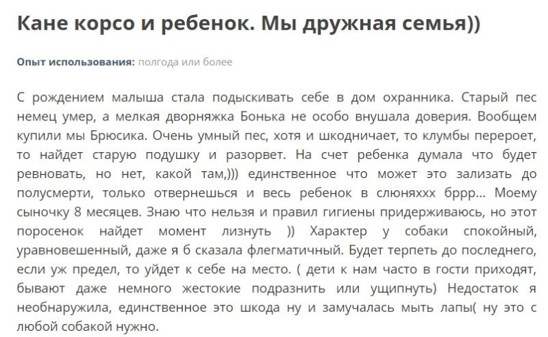 Кане корсо и ребенок отзывы владельцев